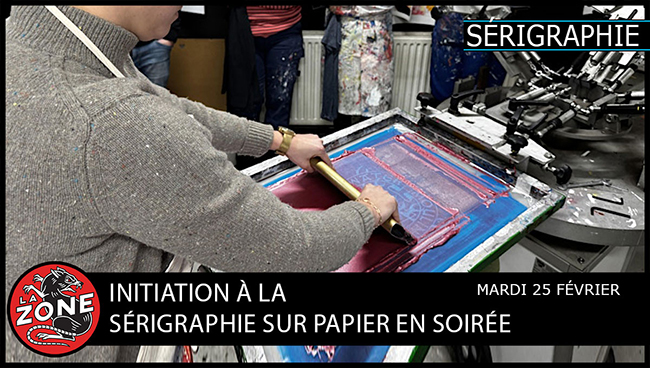 Initiation à la sérigraphie sur papier en soirée.